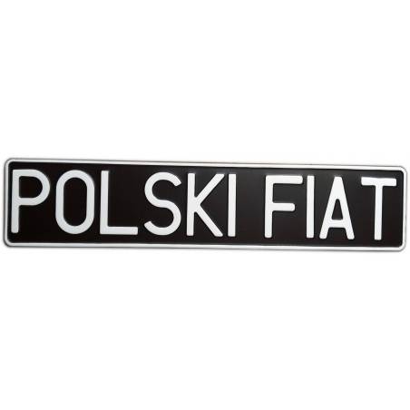 Polski Fiat czarna tablica rejestracyjna, biały napis