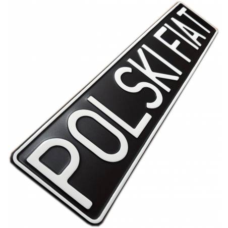 czarna matowa tablica rejestracyjna, biały napis Polski Fiat