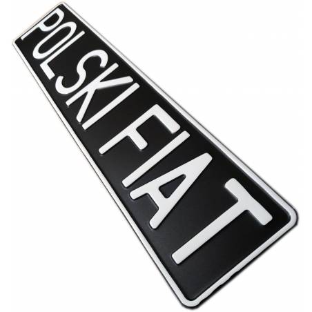 czarna matowa tablica rejestracyjna, biały napis Polski Fiat
