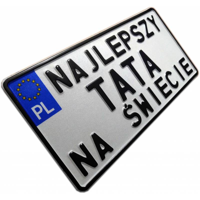 Najlepszy tata, biała tablica rejestracyjna, prezent dla kierowcy