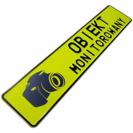 obiekt monitorowany, znak obiekt monitorowany, ostrzeżenie obiekt monitorowany, żółta tablica rejestracyjna