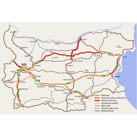 mapa płatnych dróg bułgaria