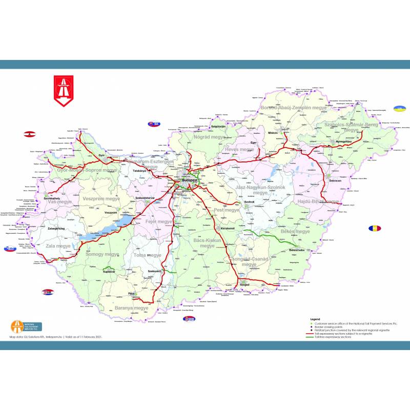 Węgry, mapa płatnych dróg, winiety