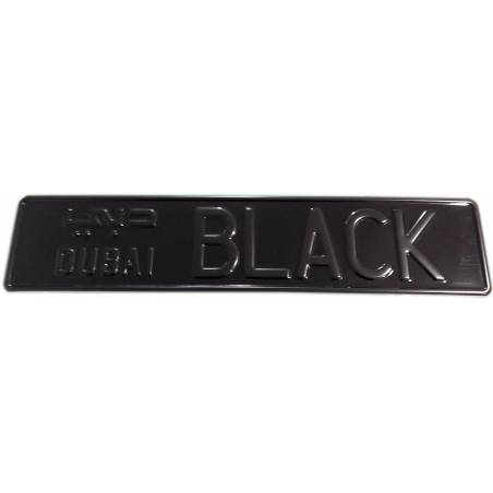 DUBAI Black - czarna tablica rejestracyjna, czarny napis, czarny Dubai