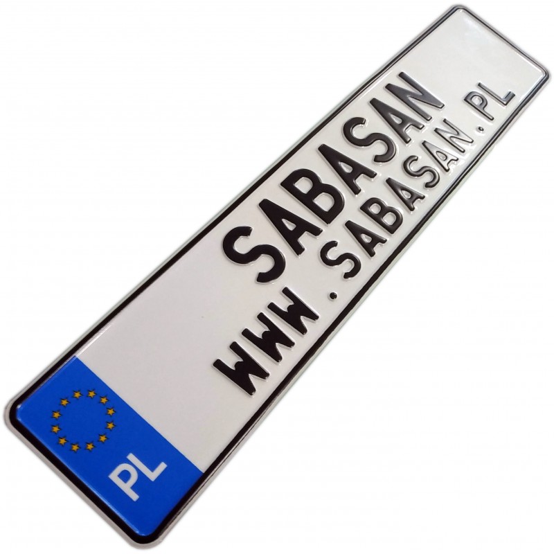 sabasan, polska tablica rejestracyjna, czarny napis