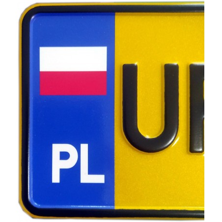 flaga polski, żółta tablica rejestracyjna