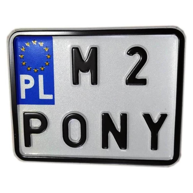 biała tablica rejestracyjna, czarny napis M2 Pony, romet pony, pony m2