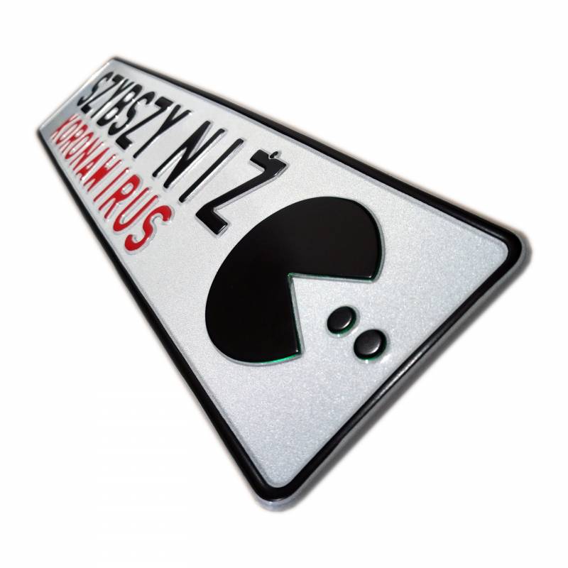 Szybszy niż koronawirus, COVID, ozdobna, kolekcjonerska tablica rejestracyjna