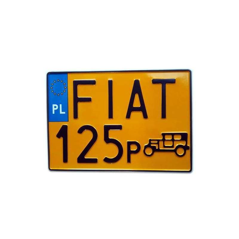 fiat 125p polska żółta tablica rejestracyjna