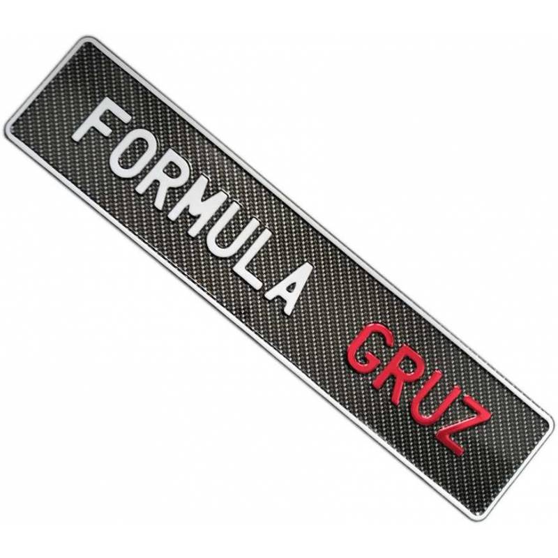 karbonowa tablica rejestracyjna - formuła gruz, napis biały i czerwony