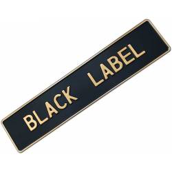 Czarna matowa tablica rejestracyjna, złoty napis BLACK LABEL