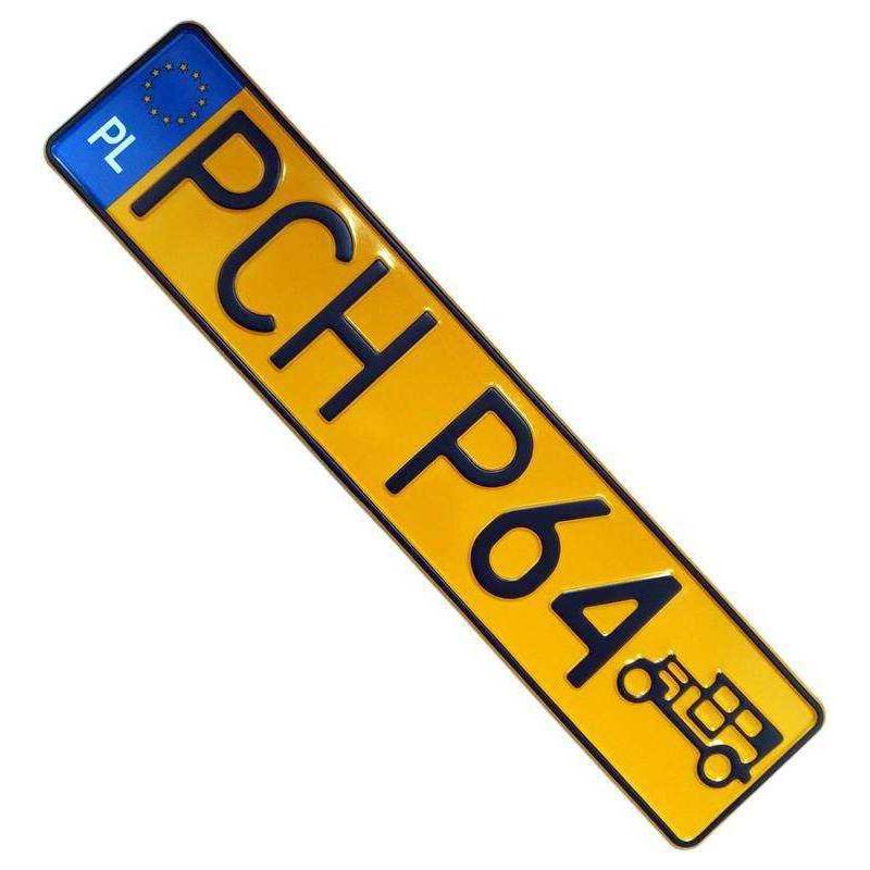 Żółta, zabytkowa polska tablica rejestracyjna