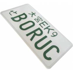 Japońska tablica rejestracyjna, JDM, zielony napis