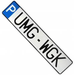 Parkingowa tablica rejestracyjna, oznaczenie miejsca parkingowego.