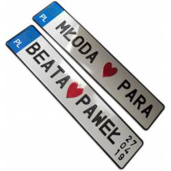 Ślubne tablice rejestracyjne