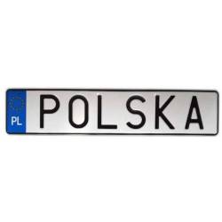 Polska, ozdobna, kolekcjonerska tablica rejestracyjna, polska tablica rejestracyjna, białe tło, czarny napis.