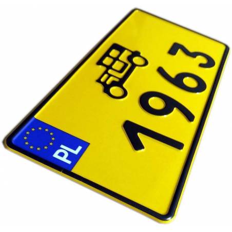 Polska żółta tablica rejestracyjna, rozmiar USA, JDM, czarny napis, amortyzator ramieniowy, gaz, uaz