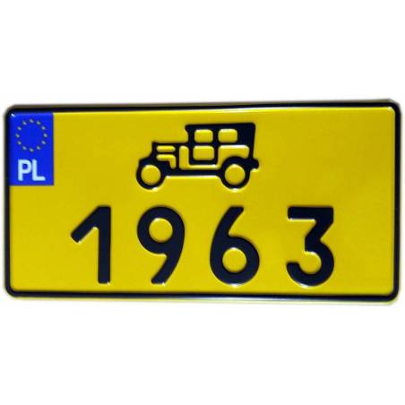 Polska żółta tablica rejestracyjna, rozmiar USA, amerykański, JDM, czarny napis