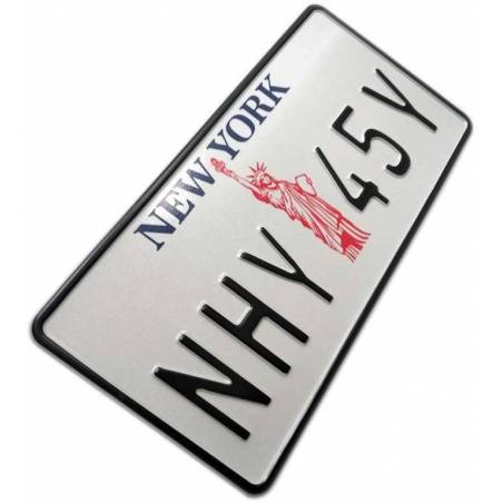 amerykańska tablica rejestracyjna, USA, New York, czarny napis, statua wolności