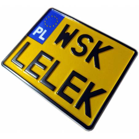 polska motorowa żółta tablica rejestracyjna, wsk lelek, czarny napis, wsk 125 lelek