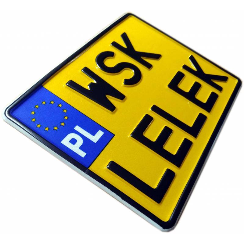 polska motorowa żółta tablica rejestracyjna, wsk lelek, czarny napis, wsk 125 lelek