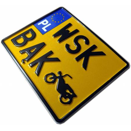 polska motorowa żółta tablica rejestracyjna, wsk lelek, wsk bąk, wsk 125 bąk, czarny napis