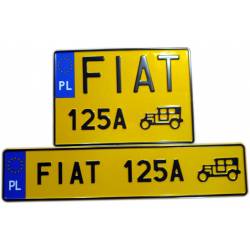 fiat 125a, fiat 125 a, żółte tablice rejestracyjne, czarny napis