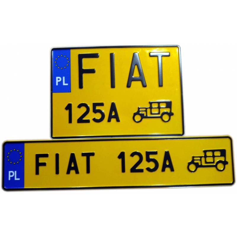 fiat 125a, fiat 125 a, żółte tablice rejestracyjne, czarny napis