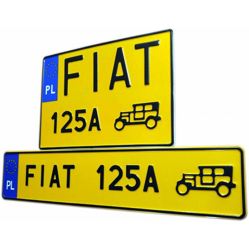 fiat 125a, fiat 125 a, żółte tablice rejestracyjne, czarny napis
