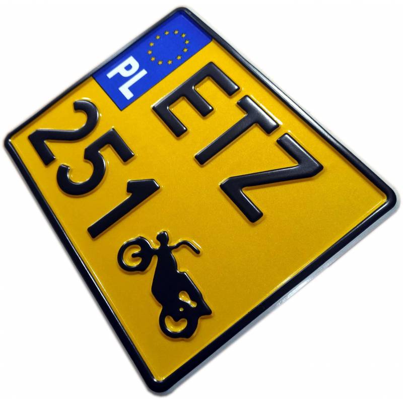 MZ ETZ 251, żółta tablica rejestracyjna, czarny napis, MZ ETZ 250