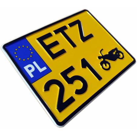 MZ ETZ 251, żółta tablica rejestracyjna, czarny napis