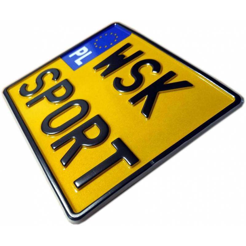 wsk sport, polska motorowa żółta tablica rejestracyjna, wsk, czarny napis