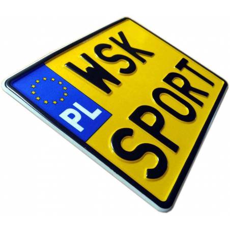 wsk sport, polska motorowa żółta tablica rejestracyjna, wsk, czarny napis