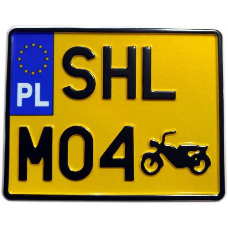 SHL M06, SHL M17, SHL M11, polska motorowa żółta tablica rejestracyjna, czarny napis