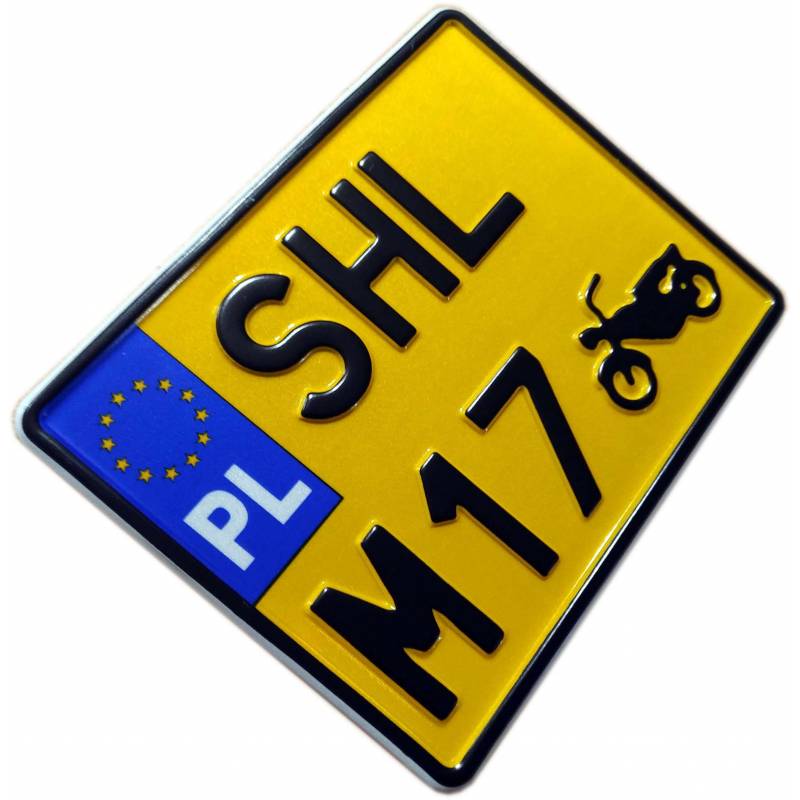 SHL M06, SHL M17, SHL M11, polska motorowa żółta tablica rejestracyjna, czarny napis