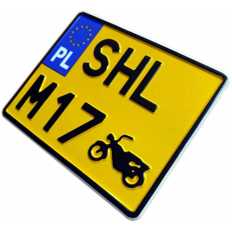 SHL M06, SHL M17, SHL M11, polska motorowa żółta tablica rejestracyjna, czarny napis