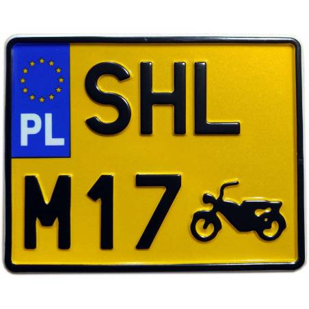 SHL M06, SHL M17, SHL M11, polska motorowa żółta tablica rejestracyjna, czarny napis